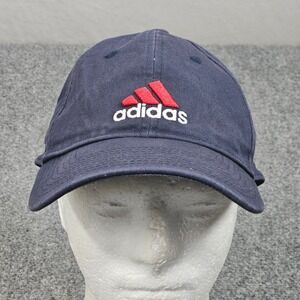 Adidas Hat Navy Red Logo Strapback Dad Cap Golf Sportswear Athleisure Dadcore